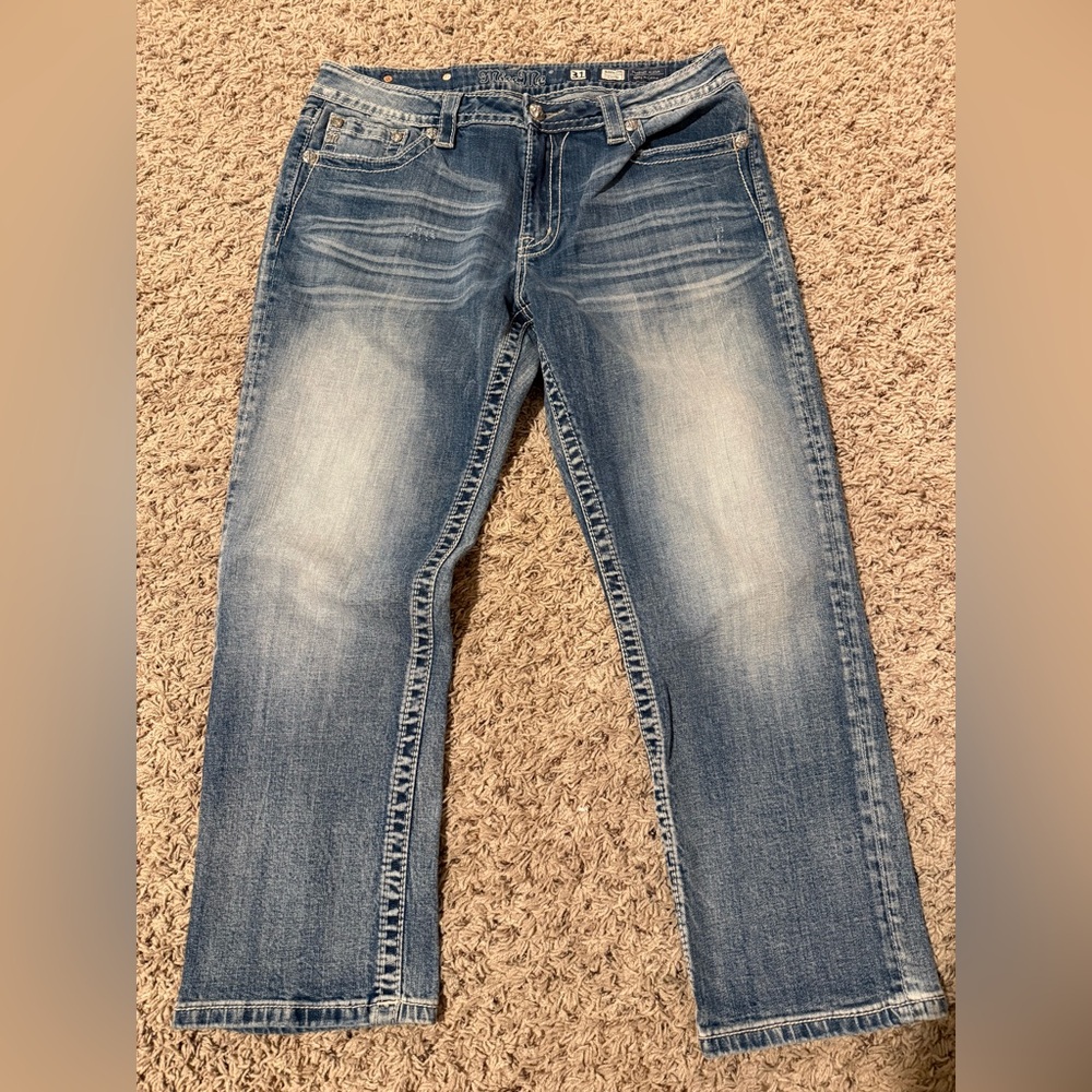 Miss Me Bootcut Jeans Embellished Pocket Size 31 Boyfriend Capri - Picture 3 of 5